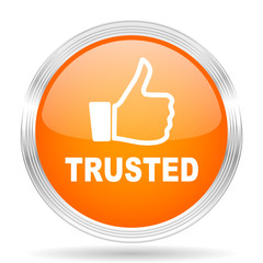 Poster - trusted orange silver metallic metallic chrome web circle glossy icon