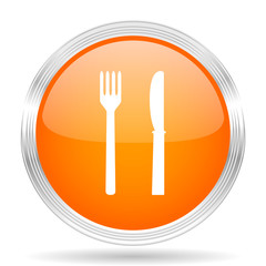 Fototapete - eat orange silver metallic metallic chrome web circle glossy icon