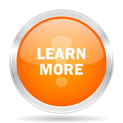 Aufkleber - learn more orange silver metallic metallic chrome web circle glossy icon