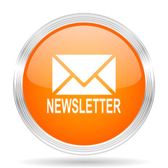 Aufkleber - newsletter orange silver metallic metallic chrome web circle glossy icon
