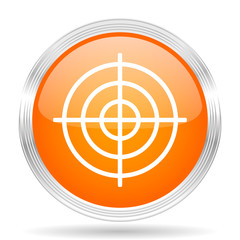 Leinwandbilder - target orange silver metallic metallic chrome web circle glossy icon