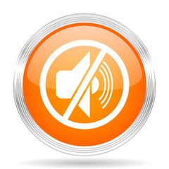 Poster - mute orange silver metallic metallic chrome web circle glossy icon