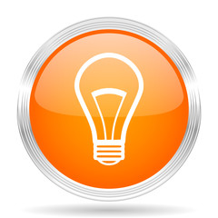 Poster - bulb orange silver metallic metallic chrome web circle glossy icon