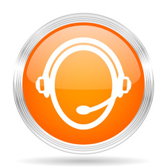 Aufkleber - customer service orange silver metallic metallic chrome web circle glossy icon