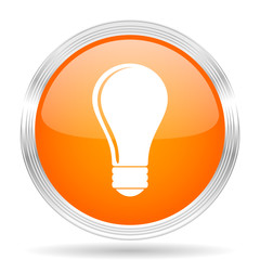 Poster - bulb orange silver metallic metallic chrome web circle glossy icon