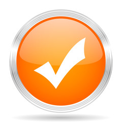 Fototapete - accept orange silver metallic metallic chrome web circle glossy icon