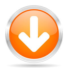 Poster - download arrow orange silver metallic metallic chrome web circle glossy icon