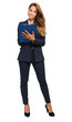 © Minerva Studio - Full lenght businesswoman writing on a clipboard