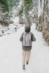 Wall Mural - A walk on winter path