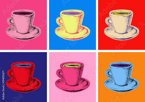 Fotografía set of coffee mug vector illustration pop art style