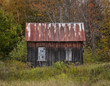 Old Wooden Shack: An abandoned wooden shack with two windows, one closed up near Peacham, Vermont