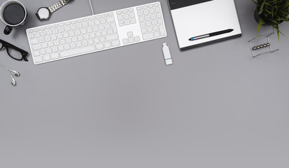 Wall Mural - top view office desk hero header