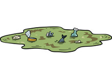 Cartoon Polluted Pond