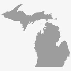Wall Mural - Map the State of Michigan in gray on a white background