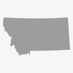 Poster - Map the State of Montana in gray on a white background