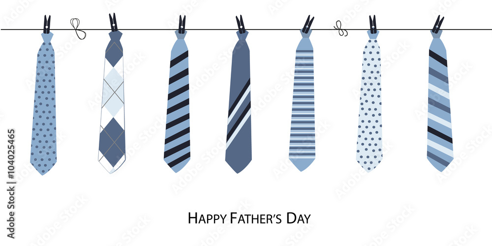 Happy Father's Day greeting card with hanging tie vector Stock ...