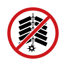 Fireworks Ban / No Fireworks Allowed Sign Flat Icon