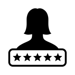 Female employee or customer rating flat icon for apps and websites