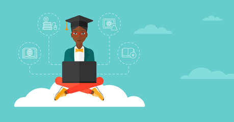 Poster - Graduate sitting on cloud.