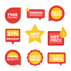 Canvas Print - Collection of Premium Quality, Guarantee Labels, Best Seller and Winner badges on modern styled design. Vector logo concept for web graphics. 