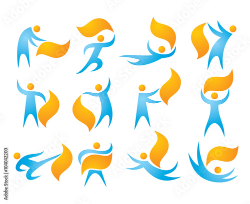 People 12 Vector Icons Set Human Character Concept Illustrations