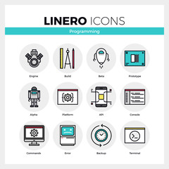 Fototapete - Computer Programming Linero Icons Set