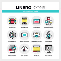 Wall Mural - Data Organization Linero Icons Set