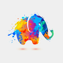 Elephant. Rainbow Splash Icon