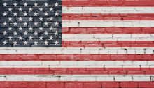 USA Flag Painted On Old Brick Wall