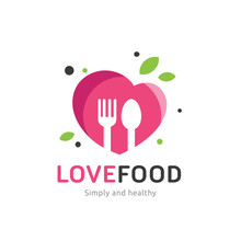 Love Food Restaurant And Cafe Logo Template