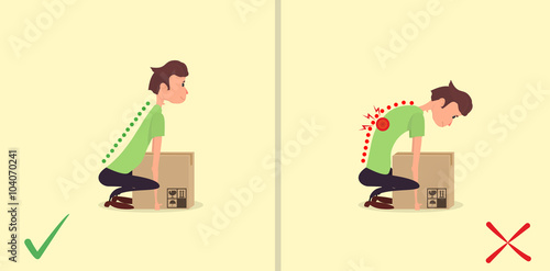 Fotografie, Obraz Incorrect and Correct posture while Weight Lifting