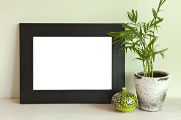 Mockup scene with green wall