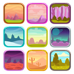 Poster - Rounded square app icons with nature landscapes