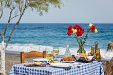 Beautiful Romantic Table  On The  Beach