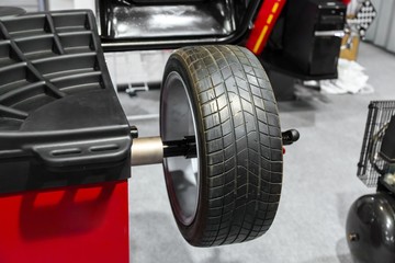 Wheel balancing close up