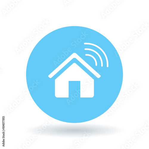 Smart Home Icon Wireless House Sign Home Automation App Symbol White Smart Home Icon On Blue Circle Background Vector Illustration Buy This Stock Vector And Explore Similar Vectors At Adobe Stock