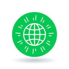 Wall Mural - globe icon. global sign. world symbol. white world globe icon on green circle background. vector ill