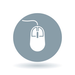 Wall Mural - computer mouse icon. computer mouse sign. wired mouse symbol. white pc mouse click icon on cool grey