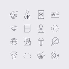 Wall Mural - line icons set in flat design. elements of business, startup, ti