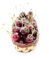 Wall Mural - Cherries in basket.