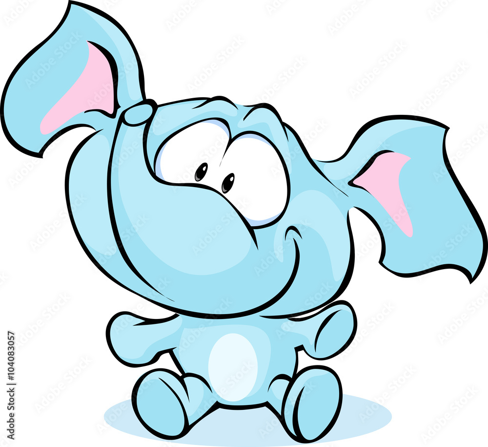 funny baby elephant sitting isolated on white background cartoon ...