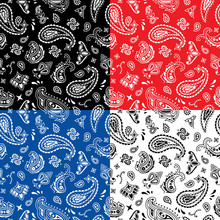 Bandana Seamless Pattern / Seamless Bandana Pattern In 4 Color Versions. 