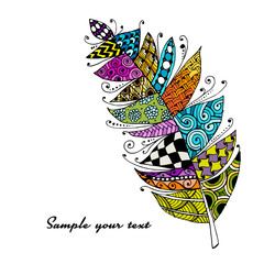 Poster - Art feather, zentangle style for your design