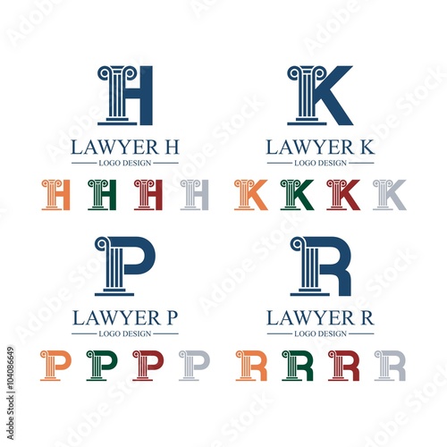 Lawyer Law Attorney Pillar Letter Font H K P R Vector Logo Design Template Stock Vector Adobe Stock
