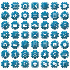 Wall Mural - blue web vector icons set.
