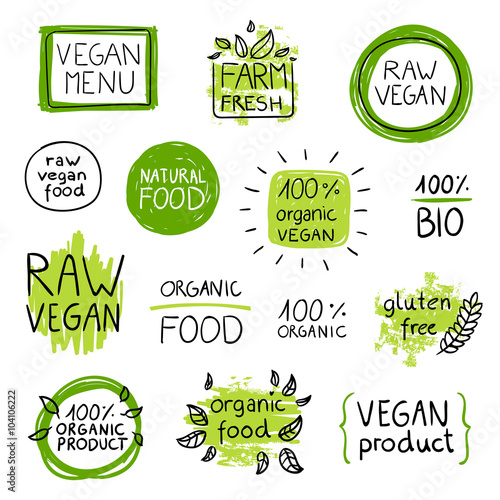 Fotografie, Obraz Vector Illustration of Healthy Organic Vegan Food Lables