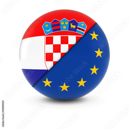 Croatian And European Flag Ball Split Flags Of Croatia And