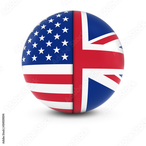 American and British Flag Ball Split Flags of the USA and the UK
