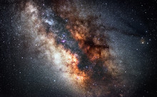 Center Of Milky Way - The Real Colors Of Milky Way Galaxy, Astronomic Picture.