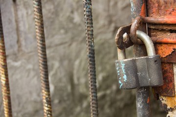 Old vintage lock and a grate